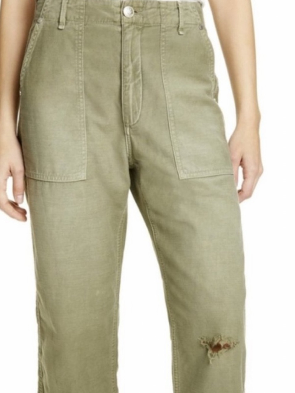Rag and bone Pants with distressing stick pic to show fit not color see pic